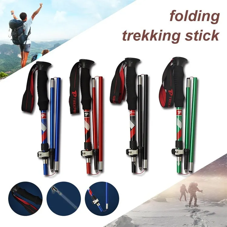 5 Node Portable Foldable Aluminium Alloy Alpenstocks Trekking Poles, Folding Length : 28.5CM (Blue)