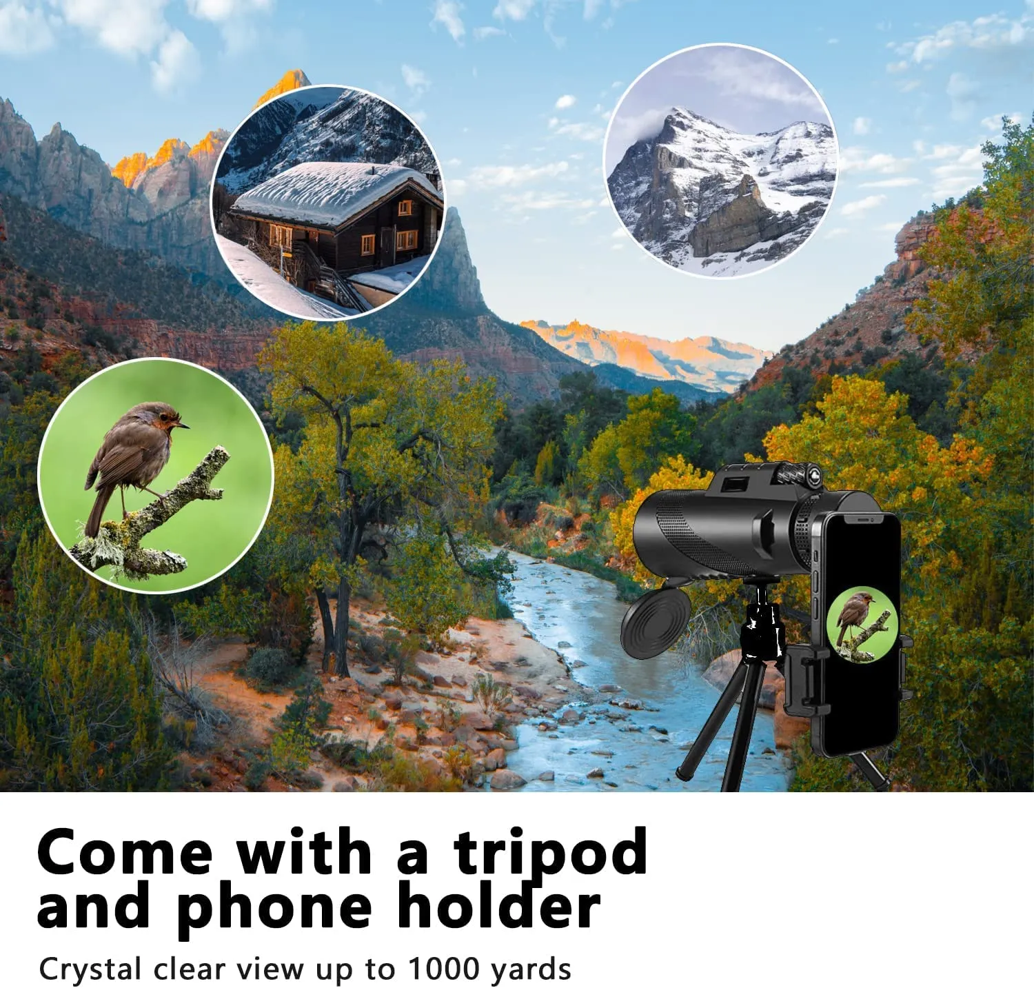 80x100 Monocular-Telescope High Powered for Smartphone Monoculars for Adults