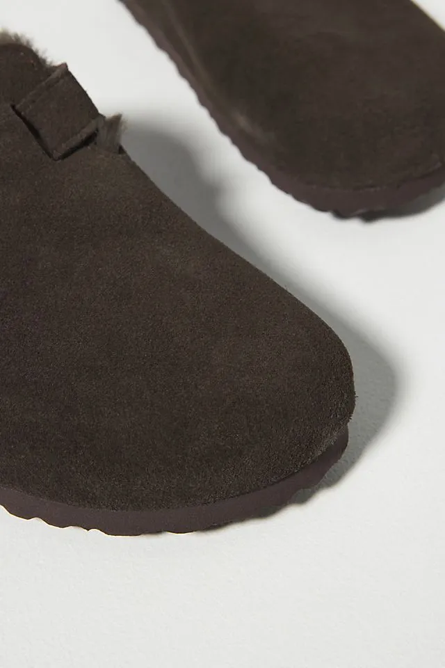 Birkenstock Boston sheepskin clog, mocha suede