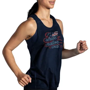 Brooks | Distance Tank 2.0 | Women's | Run Happy Navy Run USA