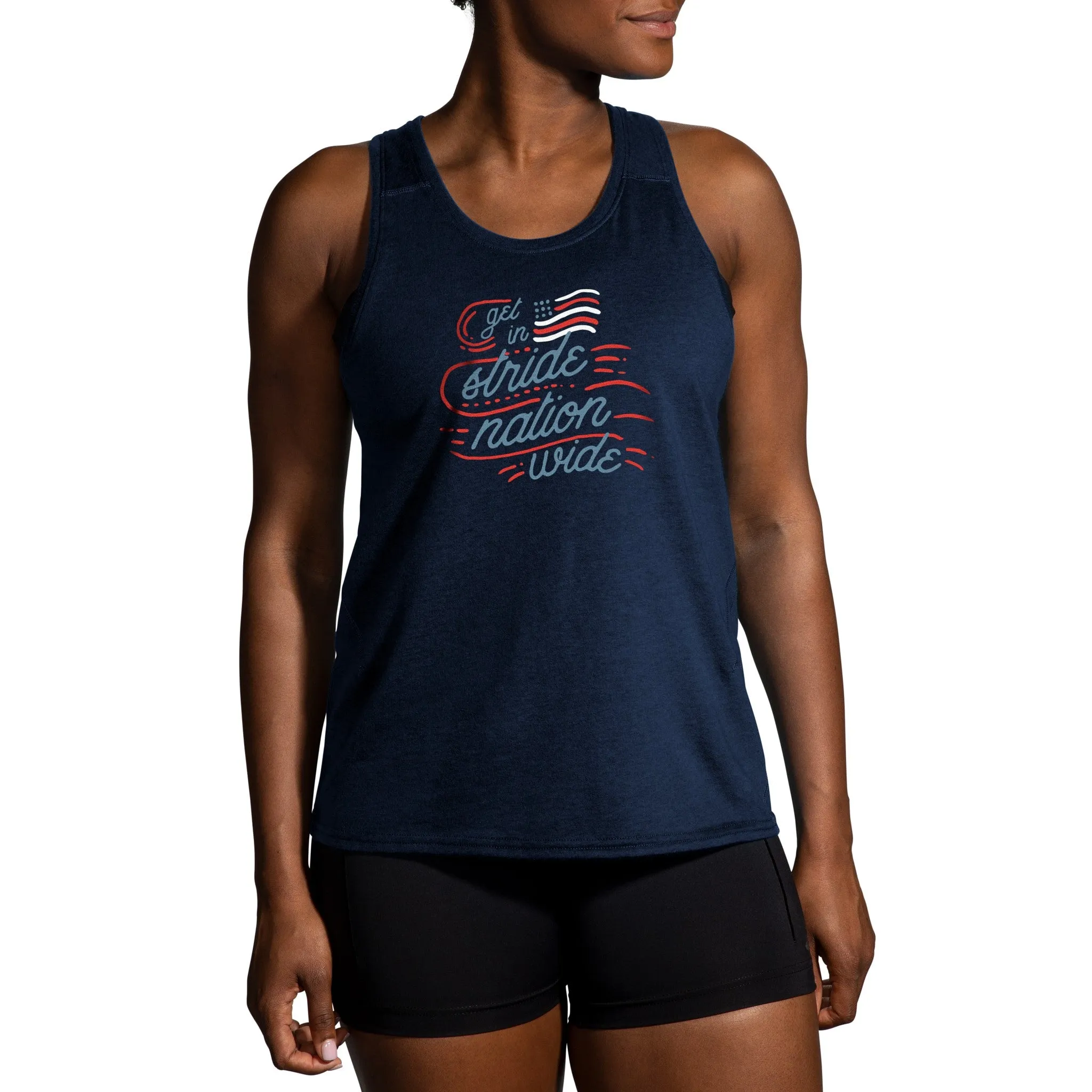 Brooks | Distance Tank 2.0 | Women's | Run Happy Navy Run USA