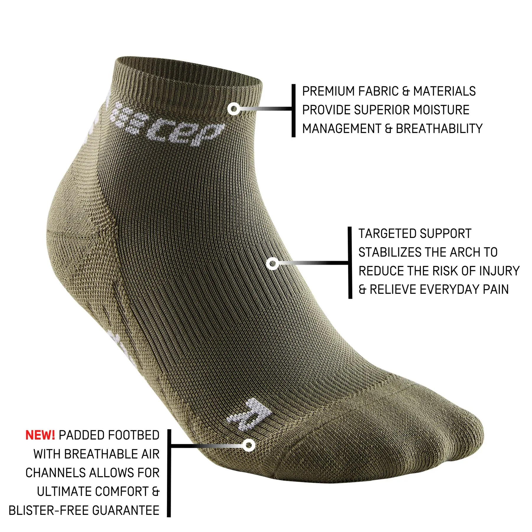 CEP | The Run Low Cut Socks 4.0 | Men's | Olive