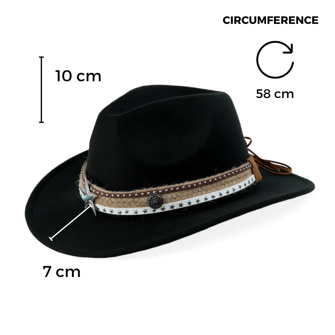 Chokore Cowboy Hat with Jute Band (Black)