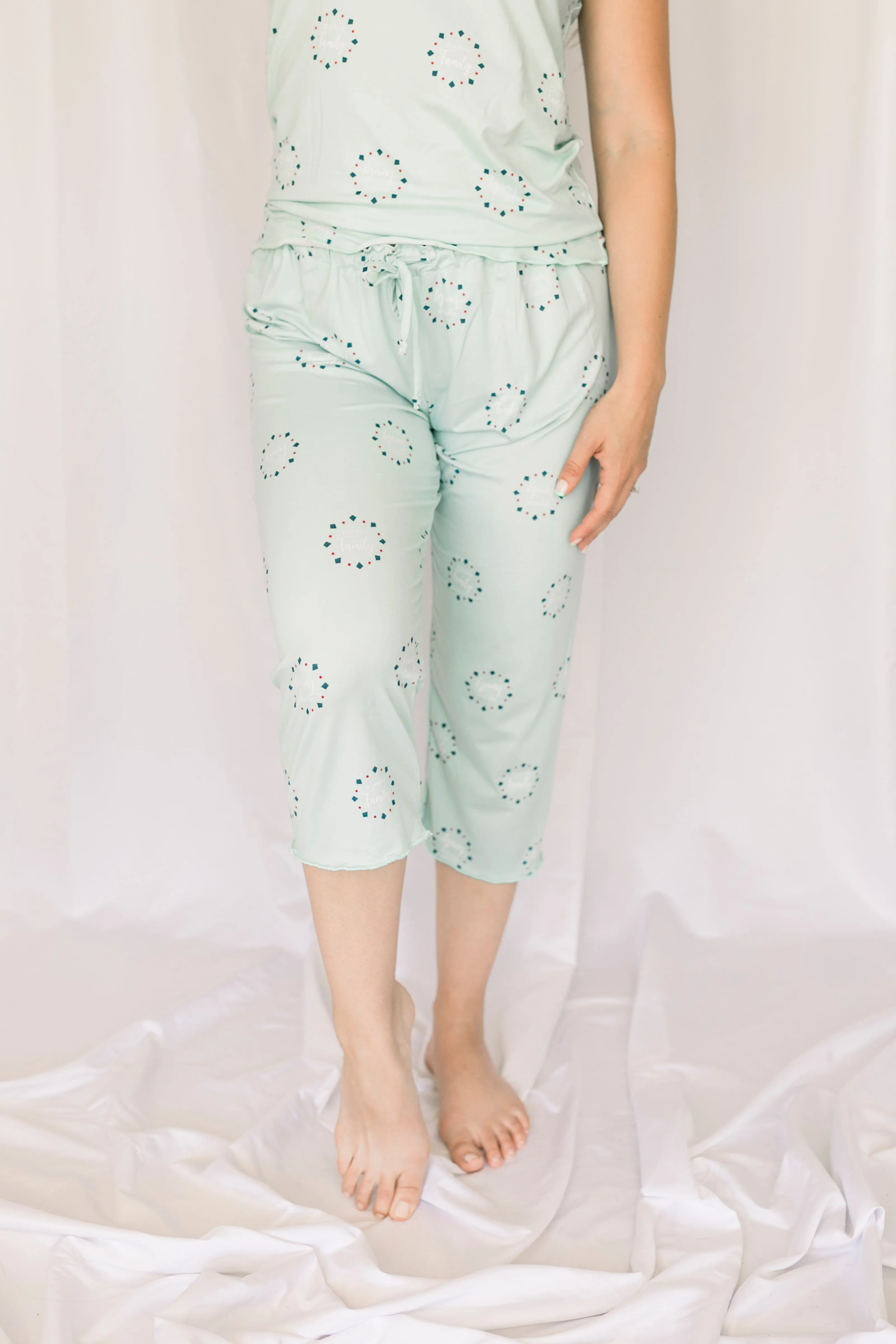 Cozy Teal Family Pajama Capris Set