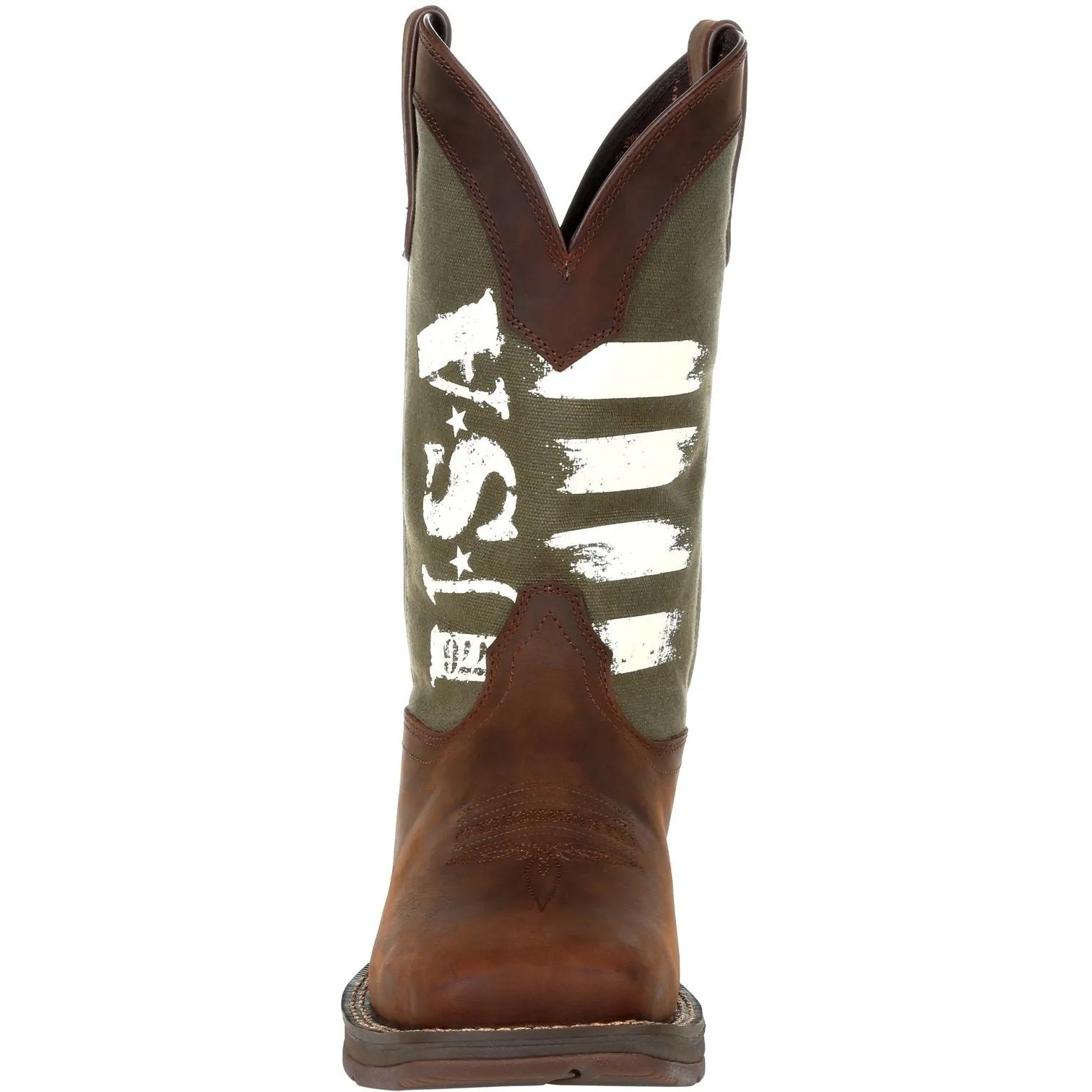 Durango Men's Rebel Army Green USA Print 12" Square Toe Western Boot