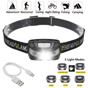 EEEKit Headlamp Flashlight, USB Rechargeable LED Head Torch, IPX4 Waterproof Multiple Modes Headlight with Adjustable Headband & Angle for Outdoors Camping Hiking Fishing Cycling Running Emergency