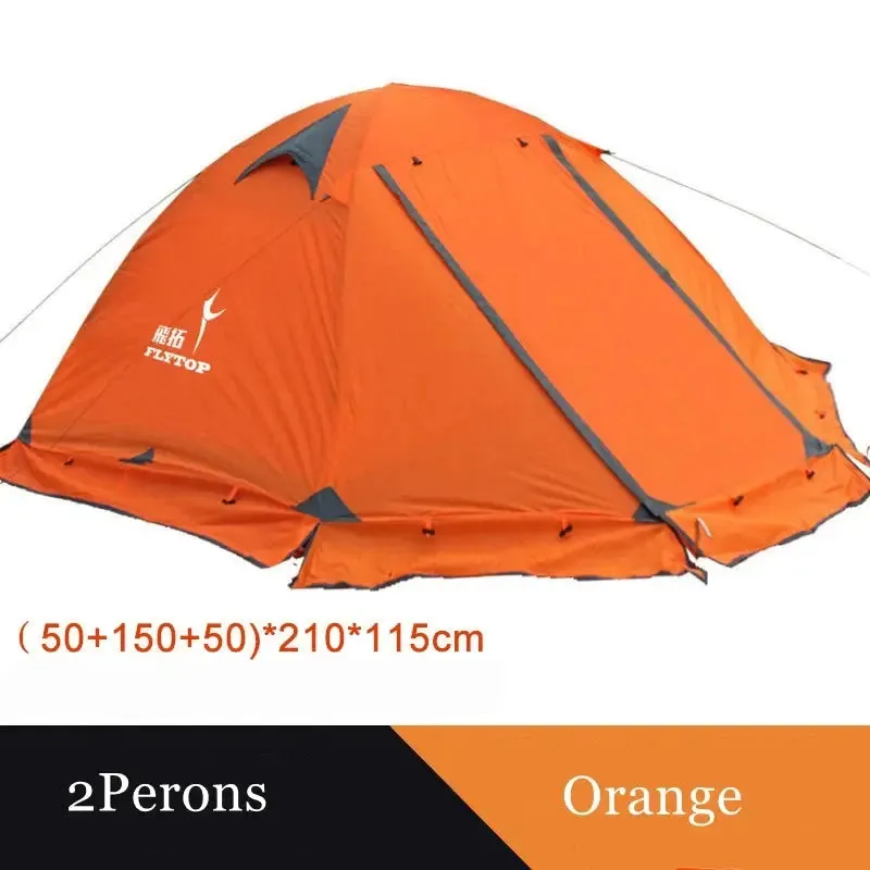 Flytop-Outdoor Camping Tent With Snow Skirt, Double Layer, Aluminum Rod, Topwind 2 Plus, 4 Seasons, Good Quality