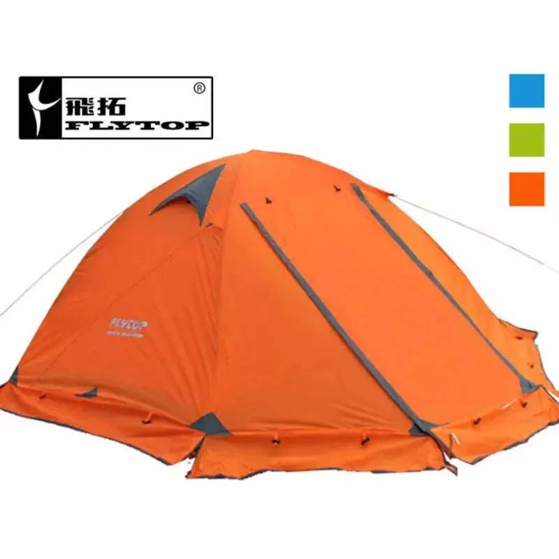 Flytop-Outdoor Camping Tent With Snow Skirt, Double Layer, Aluminum Rod, Topwind 2 Plus, 4 Seasons, Good Quality