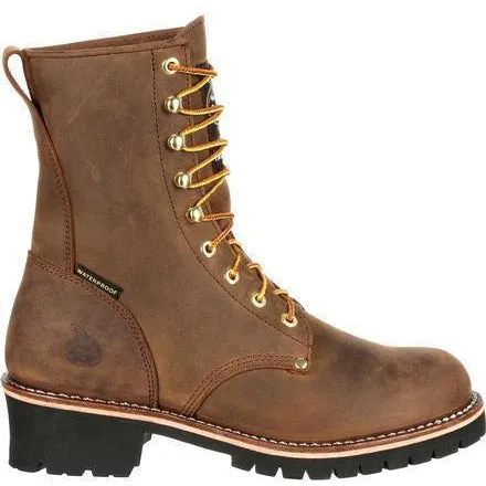 Georgia Men's 8" WP Steel Toe Ins. Logger Work Boot - Brown - GB00065