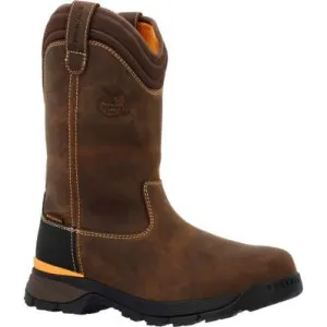 Georgia Men's TBD 11" Soft Toe WP Wellington Pull On Work Boot -Brown- GB00598