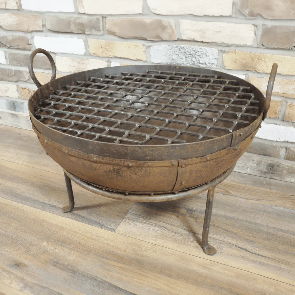 Kadai Iron Fire Pit with Grill