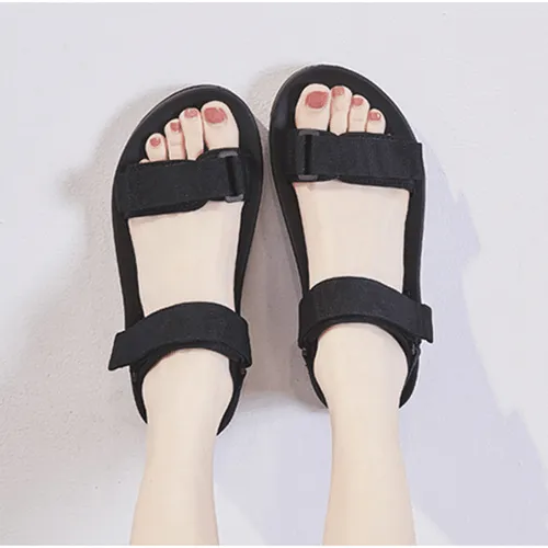 Light Pink And Black Flatform Sandals