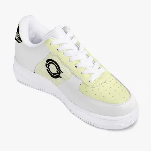 Low-Top Leather Sports Sneakers/ Yellow -Black logo