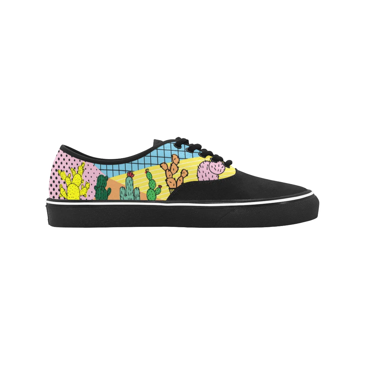 Men's Groovy Cactus Pop Art Print Canvas Low Top Shoes