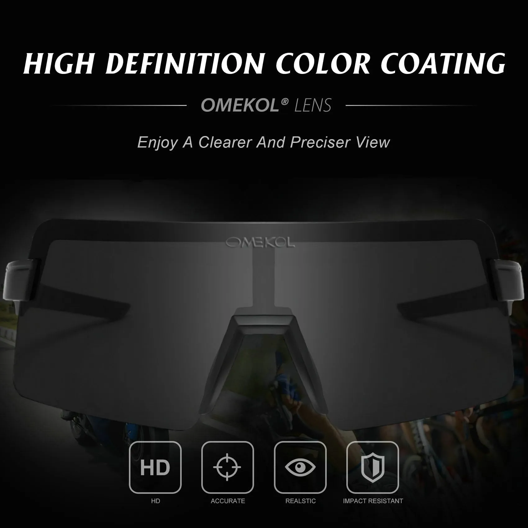 OMEKOL Polarized Sports Sunglasses Cycling Glasses UV400 Mountain Bike Goggles MTB Riding Bicycle Eyewear Men Women Baseball Running Fishing Golf Outdoor - Black Frame/Black Lens