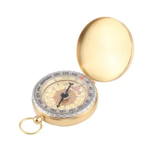 Portable Brass Pocket Camping Hiking Golden Luminous Display Compass Navigation Outdoor Activities Pointing Guide