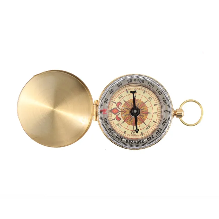 Portable Brass Pocket Camping Hiking Golden Luminous Display Compass Navigation Outdoor Activities Pointing Guide