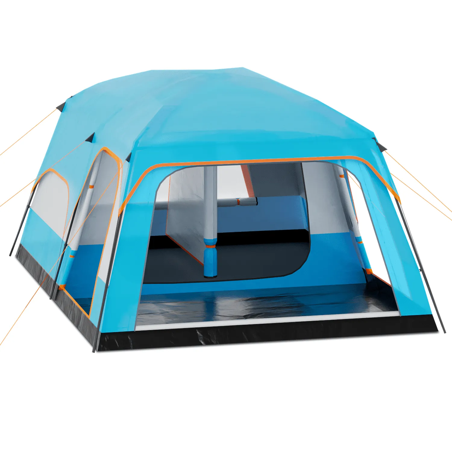 relaxed Extra Large Tent 5-8 Person, Family Cabin Tents with 2 Rooms and 3 Doors, Waterproof Double Layer Big Tent for Outdoor, Picnic, Camping, Friends Gathering, Coffee