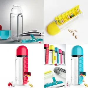 Sports Water Bottle with pillboxes