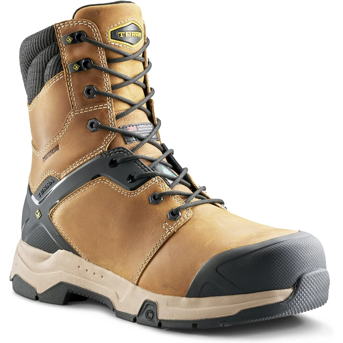 Terra Men's Carbine 8" Comp Toe WP Safety  Work Boot -Wheat- 4TCRWT