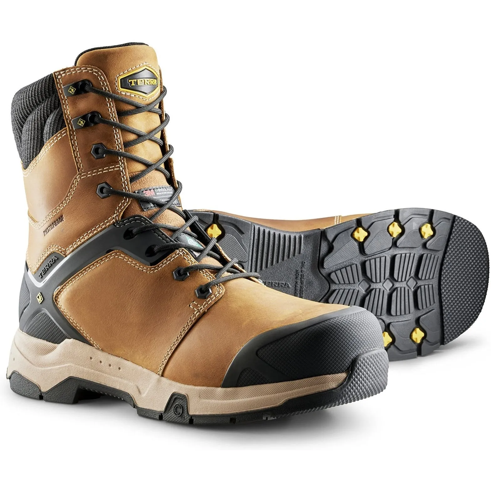 Terra Men's Carbine 8" Comp Toe WP Safety  Work Boot -Wheat- 4TCRWT