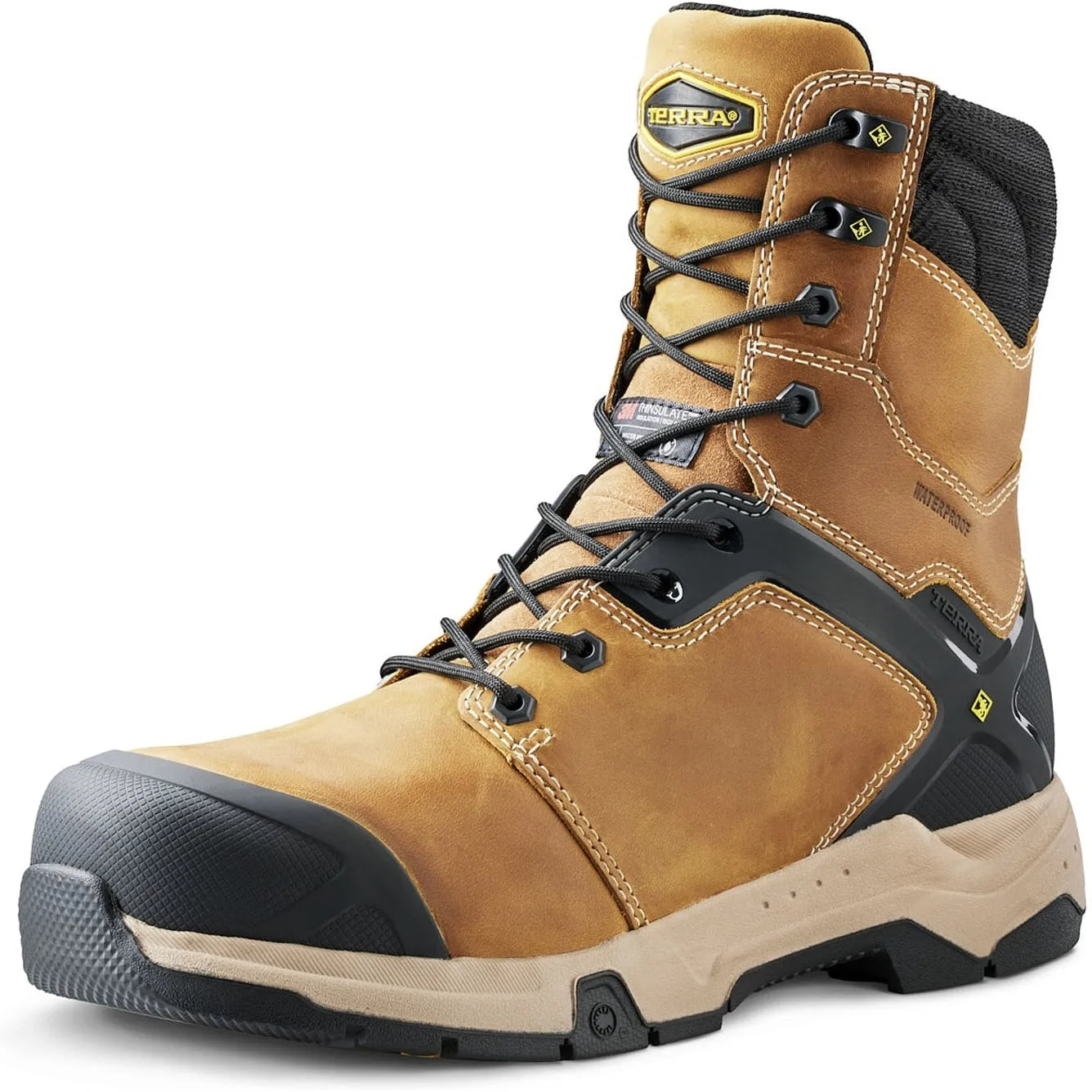 Terra Men's Carbine 8" Comp Toe WP Safety  Work Boot -Wheat- 4TCRWT