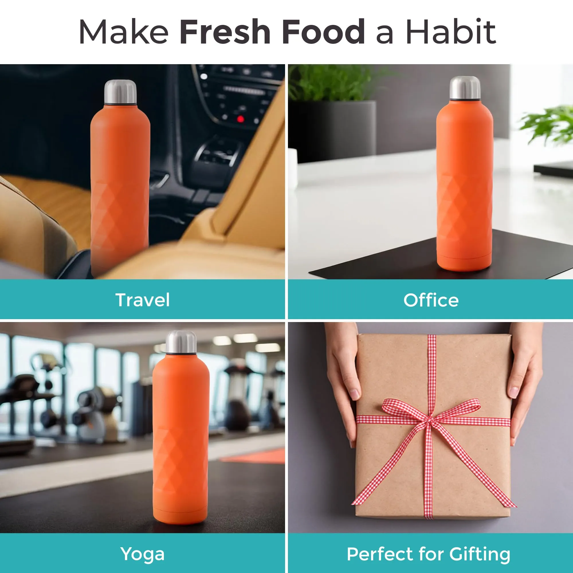 The Better Home Insulated Thermosteel Bottle 750ml | Small Flask Water Bottle for Kids School | Hot and Cold Water Bottle | Gym Bottles for Men/Women | Leakproof Screw Cap | Gifting Items (Orange)