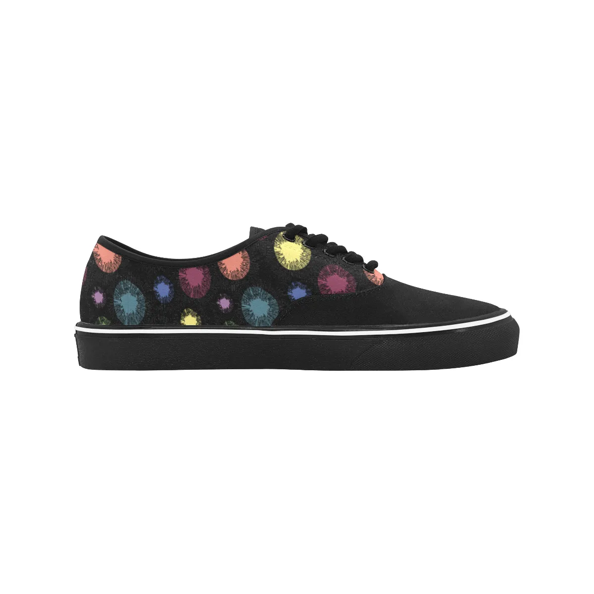 Women's Atomic Black Polka Print Canvas Low Top Shoes